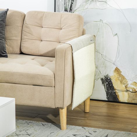 PawHut - Set di 2 tappetini tiragraffi per gatti, 130 x 45 cm, in sisal, protezione antigraffio per divani, mobili e porte, beige e grigio.