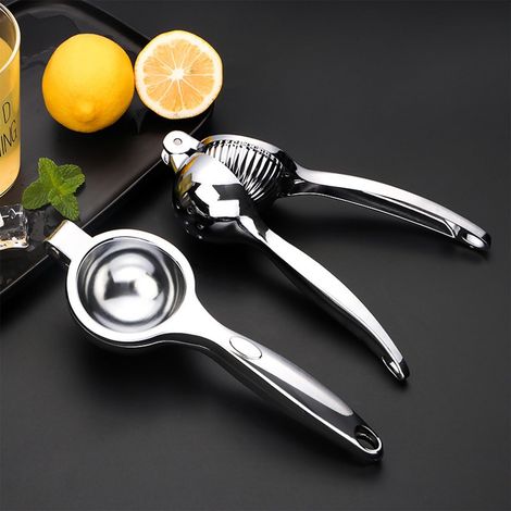 JeiibrZui Manuelle Zitruspresse – Edelstahlkonstruktion – Maximale Saftausbeute – Für Zitronen, Limetten und Orangen – Ergonomisches Design – Leicht zu reinigen – Ideal für Zuhause, Camping und Partys (1/5)