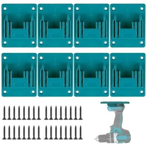 Support Outils Mural pour Makita 18V, 8 Pièces Support Machine Makita avec 32 Vis, Porte Outils Mural Support Perceuse pour Makita Perceuse sans Fil de Machine Atelier Stockage (Cyan Bleu) (1/5)