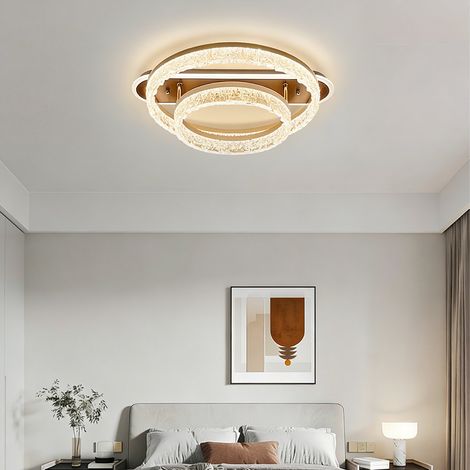 LED Kristall-Deckenleuchte im edlen Doppelring-Design, 162W Leistung, 3 Farbtemperaturen komfortabel per Wandschalter einstellbar, Maße Ø 40 + 60 cm, moderne dekorative Deckenlampe für Wohnräume