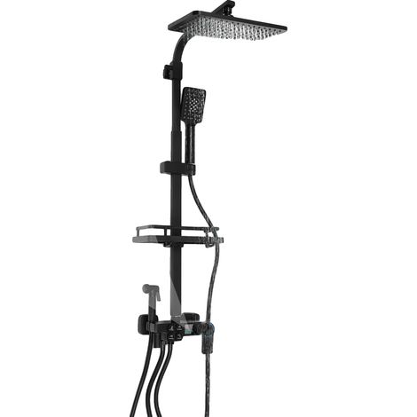 Panneau de douche, corps en laiton, pommeau de douche en acier inoxydable, support de hauteur réglable, quatre modes de débit d'eau, contrôle thermostatique (1/5)