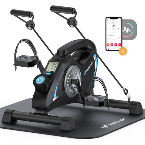 Merach – Pédalier d'appartement avec connectivité Bluetooth – Résistance magnétique réglable – Charge maximale 125 kg – Pour rééducation et entraînement léger