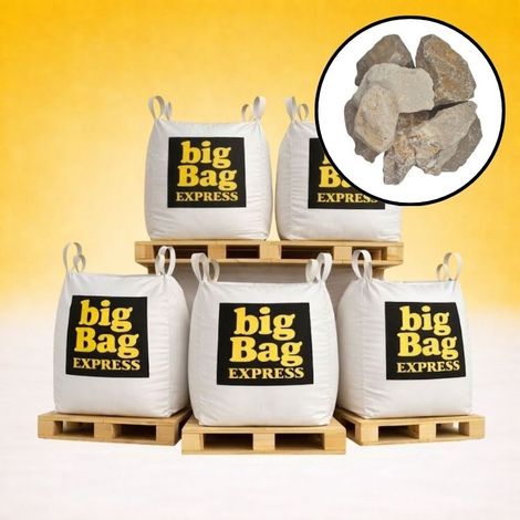 PACK 5 X BIG BAG de +/- 1,5T Pierre à Gabion Ocre Beige Ø 70/120 mm - Livraison PREMIUM (1/4)