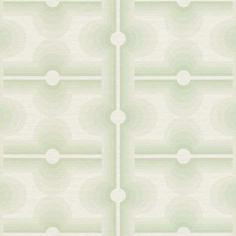 Carta da parati stile retro Profhome 395331 Carta da parati TNT goffrata a caldo leggermente strutturata con forme geometriche opaca verde grigio-cemento verde-pallido bianco-crema 4,5 m2