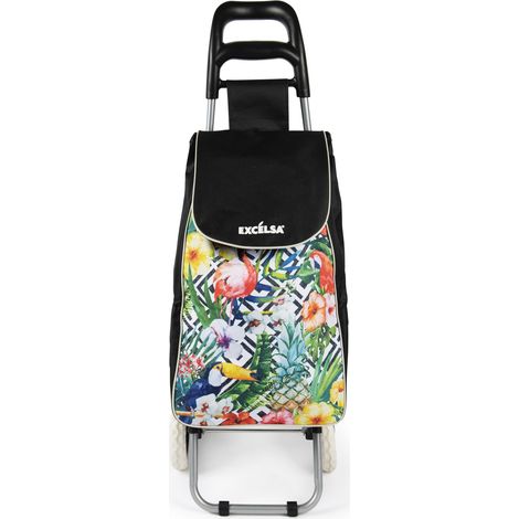 Excelsa Tropical Chic Carrello Porta Spesa, Capacità 38 L, Sacca Rimovibile, Idrorepellente (1/3)