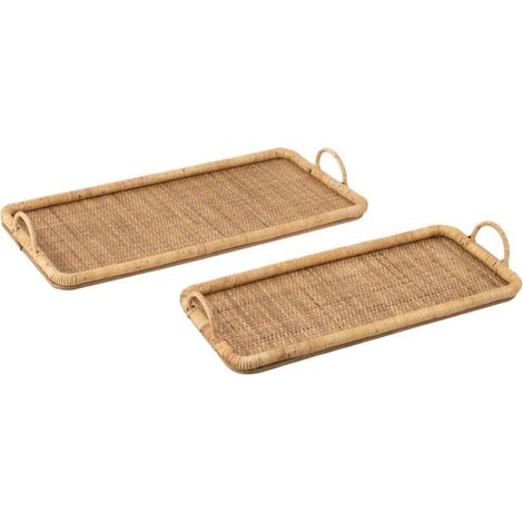 Lot de 2 Plateaux de Service "Rotin" 71cm Naturel (1/3)