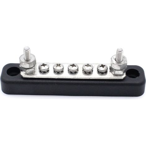 Barra di distribuzione elettrica a 5 vie da 12V/24V, con 4 perni da 5 mm, corrente nominale di 100A, per applicazioni automobilistiche, marine e nautiche. (1/5)