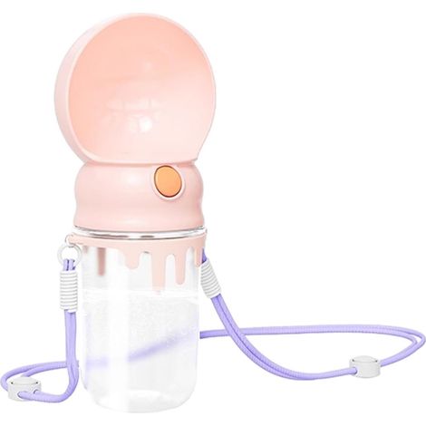 Hunde-Trinkflasche, tragbarer Trinkbrunnen für Haustiere, 320 ml auslaufsichere Reise-Trinkflasche, Katzen-Trinkbrunnen, Haustiernapf – Rosa