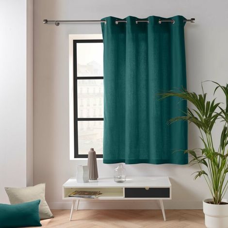 Douceur D'Intérieur – Rideau voilage 135 x 180 cm – 61% coton recyclé – 39% polyester – Couleur émeraude – Certification GRS et Oeko Tex
