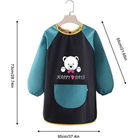 Tablier Peinture Enfant - Blouse Peinture Enfant-8-12 Ans,Tablier Blouse de Peinture Enfant Imperméable Tablier Peinture, Ours (1/4)