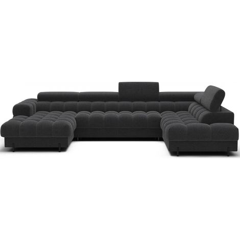 Canapé panoramique convertible Charbon angle droit FERARIA 358x93x202cm (1/5)