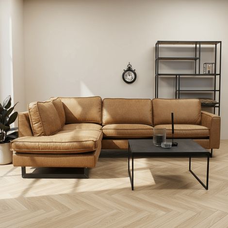 Ecksofa cognacfarbene Mikrofaser Tulin - links