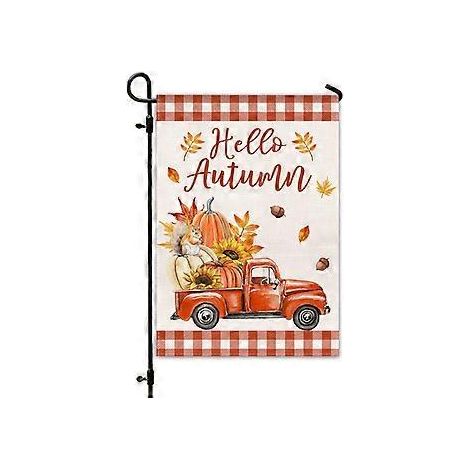 Drapeau de jardin en lin imprimé recto verso, décoration extérieure pour les récoltes d'automne et Thanksgiving (YMCQ1-8)