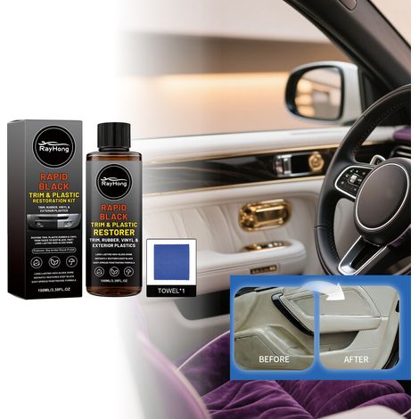 Car trim and plastic care product, daily car refurbishment, polishing and brightening, convenient car care solution -- 100ML1, towel1 -- BIEMMEDUE (1/5)
