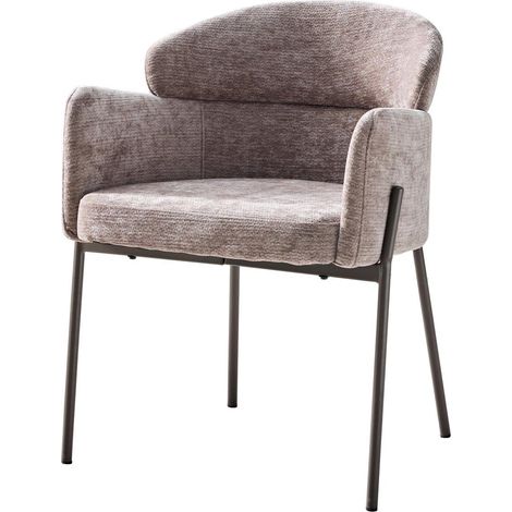 Dimo Poltrona Iris in Tessuto Tortora con Gambe in Metallo – Sedia da Arredo Design Moderno (1/2)