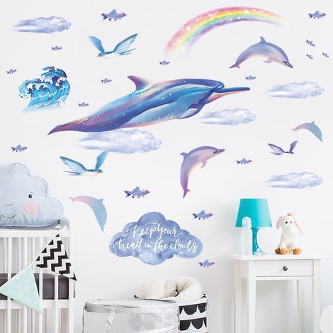Unterwasser-Hai-Wandtattoos, Meeresfisch-Wandaufkleber für Jungenzimmer, Badezimmer, Babyzimmer (1/5)