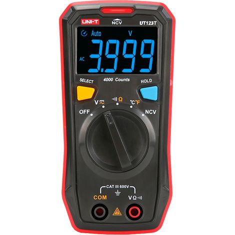 Multimètre numérique de poche - Affichage EBTN jusqu'à 4000 comptes - Mesure de la tension continue et alternative jusqu'à 600V - Haute précision en AC avec fonction True RMS - Mesure de la résistance