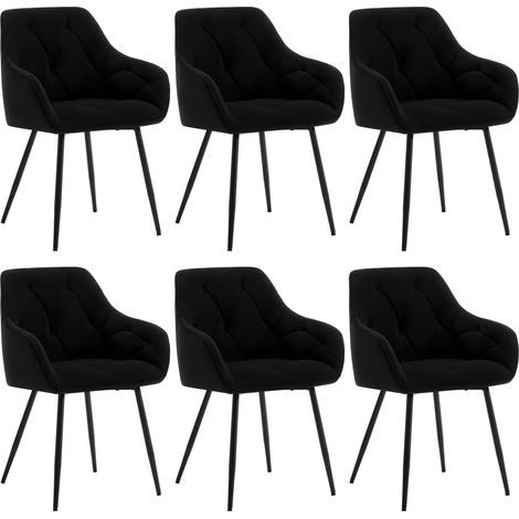 WOLTU Set 6 Sedie Moderne da Cucina o Soggiorno in Velluto con Gambe in Metallo Nero (1/5)