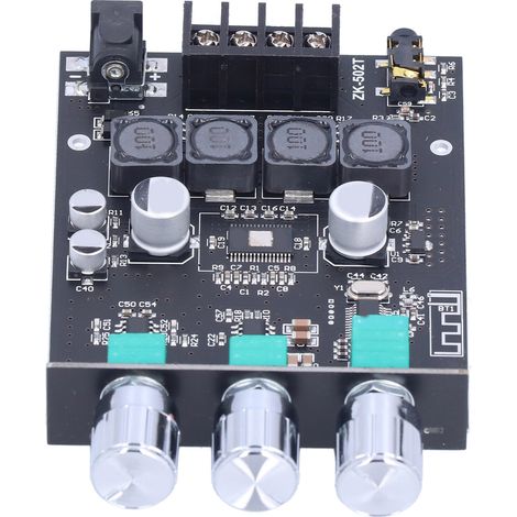 Mini module amplificateur audio stéréo 2.0 à deux canaux 2 x 50 W avec réglage des aigus et des graves, alimentation CC 9 à 24 V