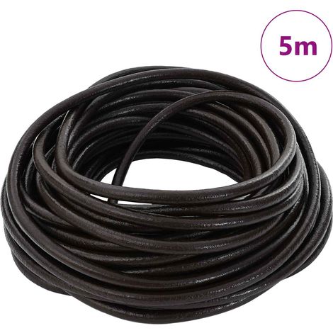 Corde en Cuir Marron foncé Ø5 mm x 5 m Cuir