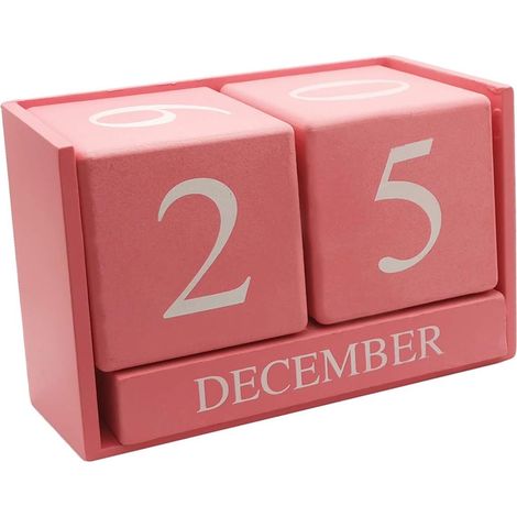 Calendrier perpétuel en bois pour bureau et maison - Bloc calendrier avec affichage des dates et mois, dimensions 15,5 x 9,9 x 7,4 cm (1/5)