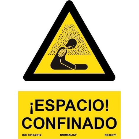 Señal de advertencia Espacio Confinado (tintas UV) SEKURECO                         100 x 150 mm                          ADHESIVOS DE VINILO (1/2)