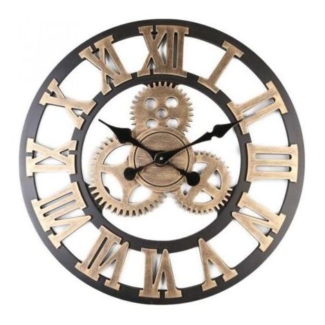 Silencieux 3D Style européen rétro créatif Horloge Murale Industrielle engrenage Art personnalité Salon décoration Horloge 30cm (1/5)