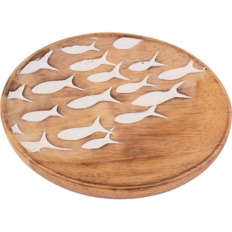 Signes Grimalt Bandeja De Decoración Cocina  Plato Peces Pequeño Cajas Y Bandejas Marrón 16x16x2cm 32890