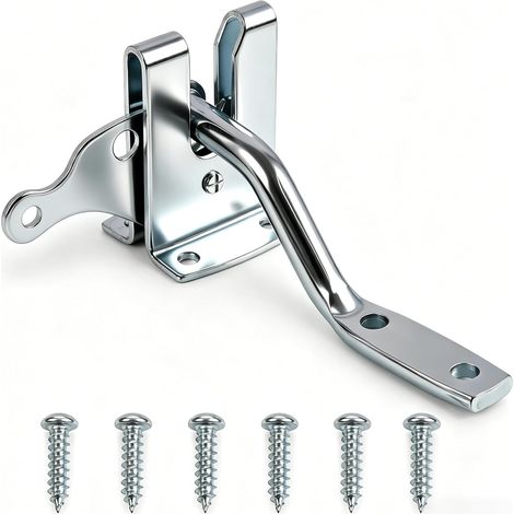 Verrou de Porte de Jardin Automatique à Gravité, Acier Galvanisé Anti-Rouille, Verrouillage pour Portes de Jardin, Clôtures, Bois, Poulailler, Piscine, Inclus 6 Vis de Fixation (1/5)