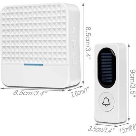 Sonnette sans fil Sonnette solaire électronique sans fil, blanche 8,5 8,5 2,6 cm, 9 3,5 1,5 cm (1/5)