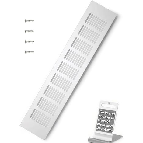 Aluminium Recessed Air Vent Grille 400mm Angular Ventilation Grille for Closets and Bedrooms (Silver) (1/5)