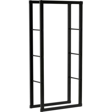 Kaminholzregal Brennholzregal Pulverbeschichteter Stahl 60×25×100 cm Schwarz matt 110 kg Tragkraft Feuerholzregal Kaminholzhalter