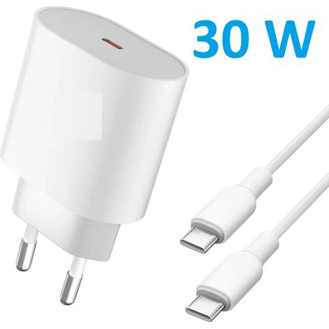Chargeur 30 W avec câble pour Samsung S23/24/25 blanc