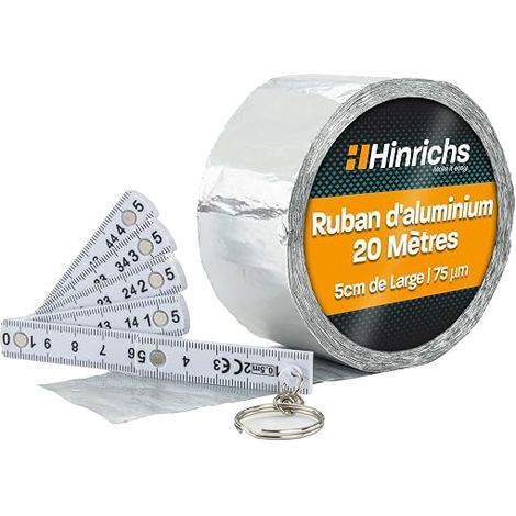Aluminium Tape 20 m x 50 mm - Heat Resistant Insulation Tape - Aluminium Tape for Pipe Insulation and Insulation - Aluminium Vapour Barrier Tape (1/5)