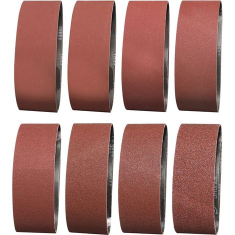 Sruhrak Bande Abrasive 75X533 mm- Grains 2 X 40/60/80/120/180/240/320/400 Bande de Ponceuse pour le Ponçage, le Polissage et le Dépoussiérage, Idéale pour le Bois (16 Pièces)