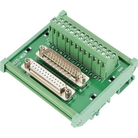 Bornier de raccordement DB25 D-Sub mâle et femelle, module d'interface sur rail DIN, carte de dérivation à bornes (1/5)