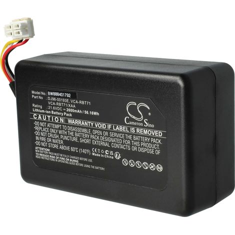 vhbw Battery compatible with Samsung Powerbot VR1AM7040W9/AA, VR1AM7040W9 / AA, VR1AM7010UW/AA Home Cleaner Black (2600 mAh, 21.6 V, Li-Ion) (1/4)