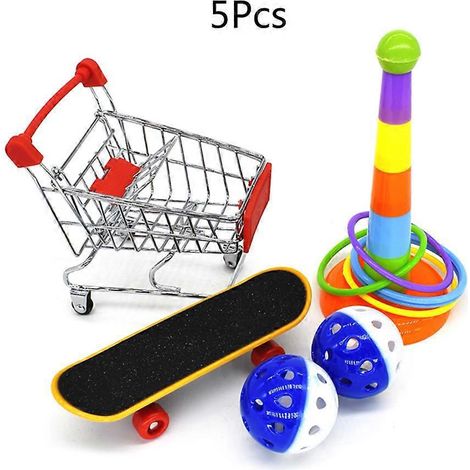 Lernspielzeug für Haustiere, Mini-Einkaufswagen, Trainingsringe, Skateboardständer, Sitzstange