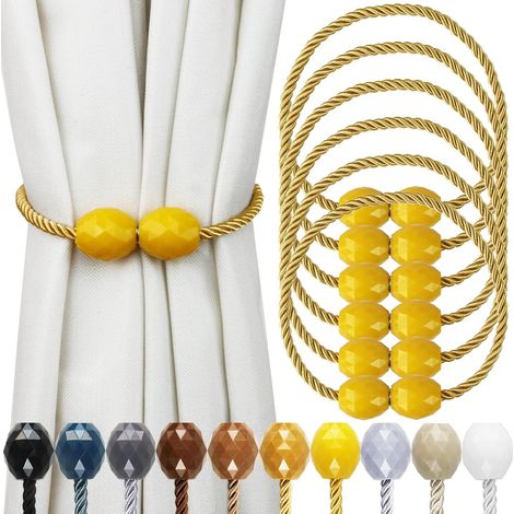 Gold Strong Magnetic Curtain Tiebacks, 6 Pack, Decorative Curtain Holdbacks for Outdoor Curtains (1/5)