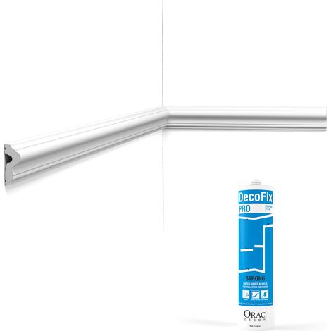 Pack 10 mètres Cimaise murale P8030 avec colle - Orac x Cimaises-et-plus - 4x1,5x200cm (h x p x L) - moulure décorative polyuréthane