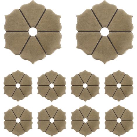 Lot de 10 plaques fixation boutons meuble vintage en cuivre (1/5)