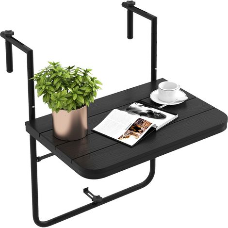 Folding Hanging Table with 3-Level Adjustable Height for Patio Balcony-Black (1/5)