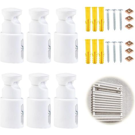 (6, blanc)Lot de 6 Support radiateur Mur, Support Fixation seche Serviette, Matériau ABS, Distance réglable 6582mm, Capacité 90kg, Support Mural radiateur électrique, Support sèche Serviette