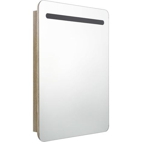 Armoire de salle de bain à miroir led 60 x 11 x 80 cm beige (1/5)