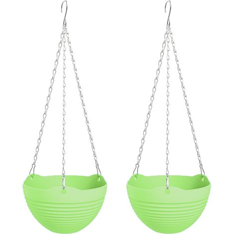 Lot de 2 petits pots de fleurs suspendus verts (1/5)