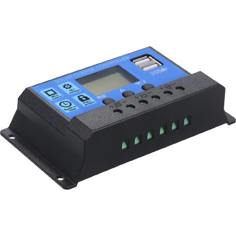 Régulateur de charge solaire intelligent PWM 40 A 12 V/24 V avec port USB 5 V 2,5 A (1/5)
