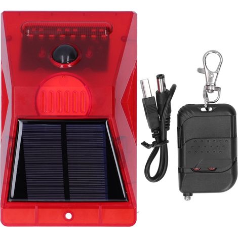 Lampe solaire anti-intrusion 129dB, répulsif animaux à détecteur de mouvement avec télécommande pour verger ferme (1/5)