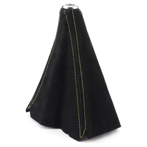 DEESSE SHOP-Aramox Couvre-bâton de Soufflet de Levier de Vitesse Universel, Couvercles de Bouton et de Bâton de Levier de Vitesse Intérieur en Daim pour la Plupart des Véhicules(Couture jaune). (1/5)