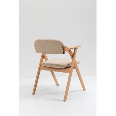 HOMEFUN Lot de 2 chaises pliantes avec accoudoirs, chaise de salle à manger pliante en bois empilable avec assises rembourrées pour invités, cuisine, bureau, mariage et fête, kaki (1/5)