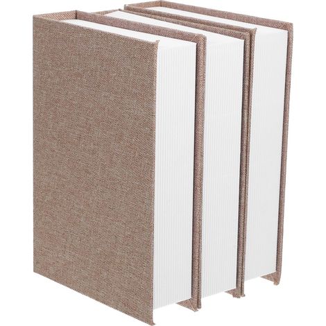 Boîtes Décoratives à Livres en Faux Lin Couleur Lin Clair Lot de 3 Pièces 22X15X45 CM Boîtes de Rangement Multifonctions pour Décoration de Bibliothèque Bureau et Salon (1/5)